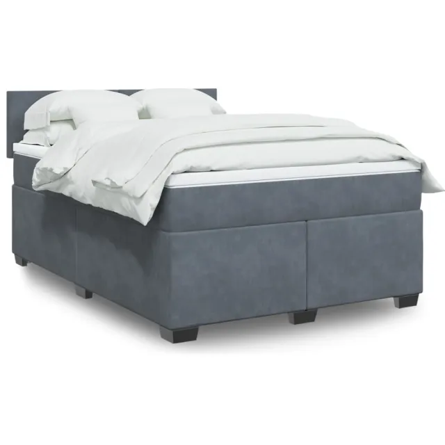 vidaXL Boxspring met matras fluweel donkergrijs 160x200 cm grijs