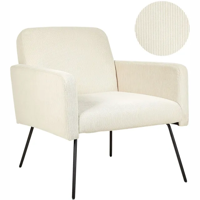 Beliani NARKEN - Fauteuil - Lichtbeige - Corduroy