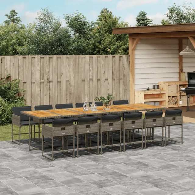 vidaXL 13-delige Tuinset met kussens poly rattan grijs, foto 2