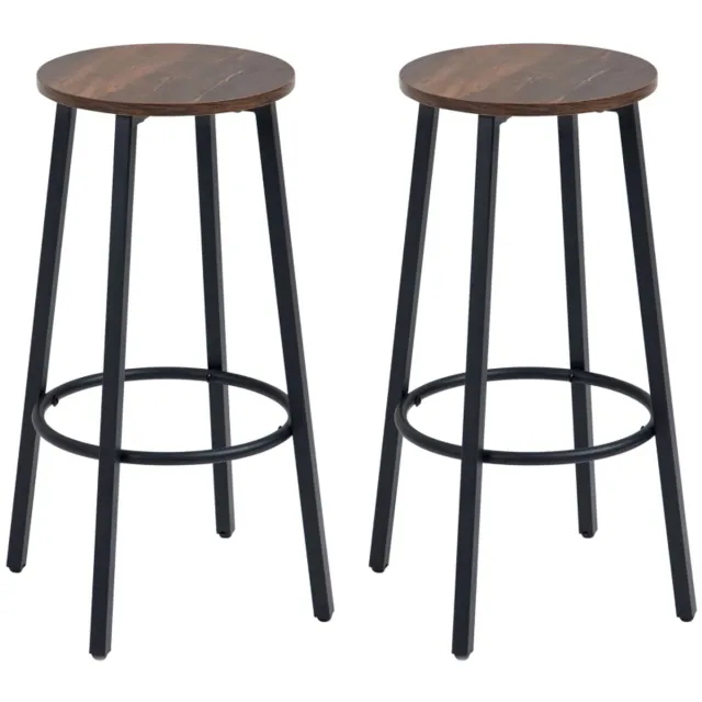 ZYLARO Barkruk - Set Van 2 - Industriële Design Barstoelen - Metalen Frame - Voetsteun - 42 x 42 x 65 cm rustiek bruin+zwart