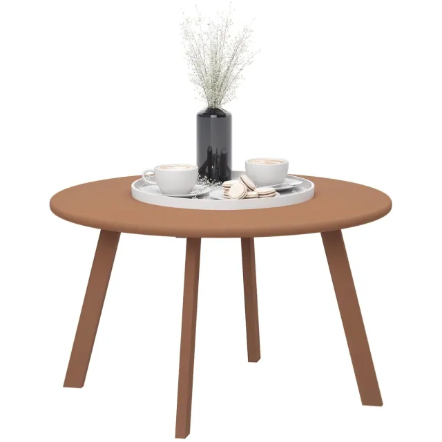 Famanu Kleine ronde salontafel, bijzettafel met antislip pads, metalen frame, voor tuin, balkon, terras en woonkamer, Ø 70 x 42 cm, oranje