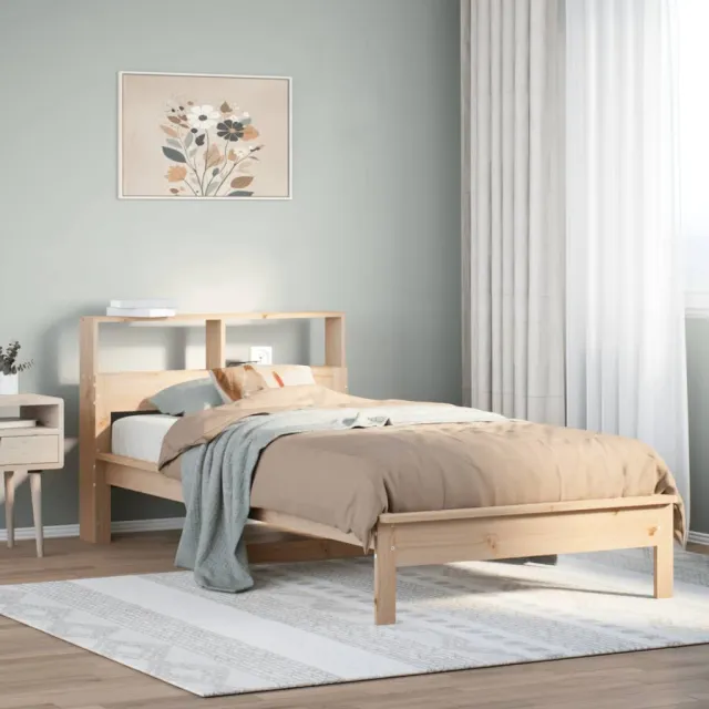 vidaXL Bed met boekenkast zonder matras massief grenenhout 100x200 cm Bruin
