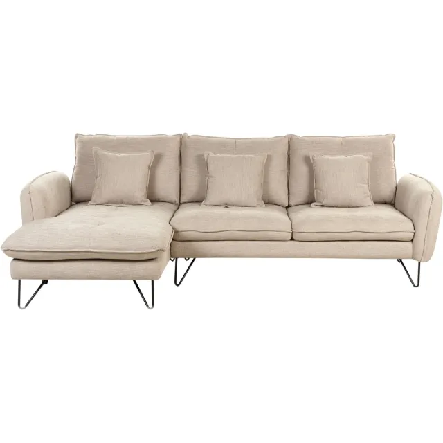Beliani SERSAN - Hoekbank - Beige - Rechtszijdig - Chenille