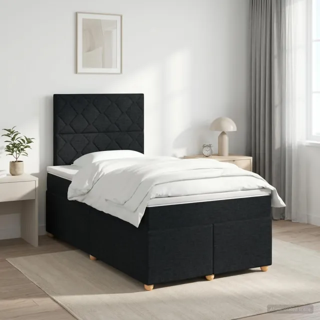 vidaXL Boxspringbed met matras met hoofdeinde Zwart 120 x 190 cm Stof