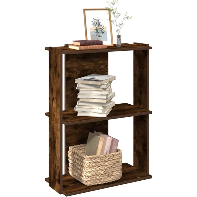 vidaXL Boekenkast 3-laags 60x30x80 cm bewerkt hout gerookt eikenkleur Bruin