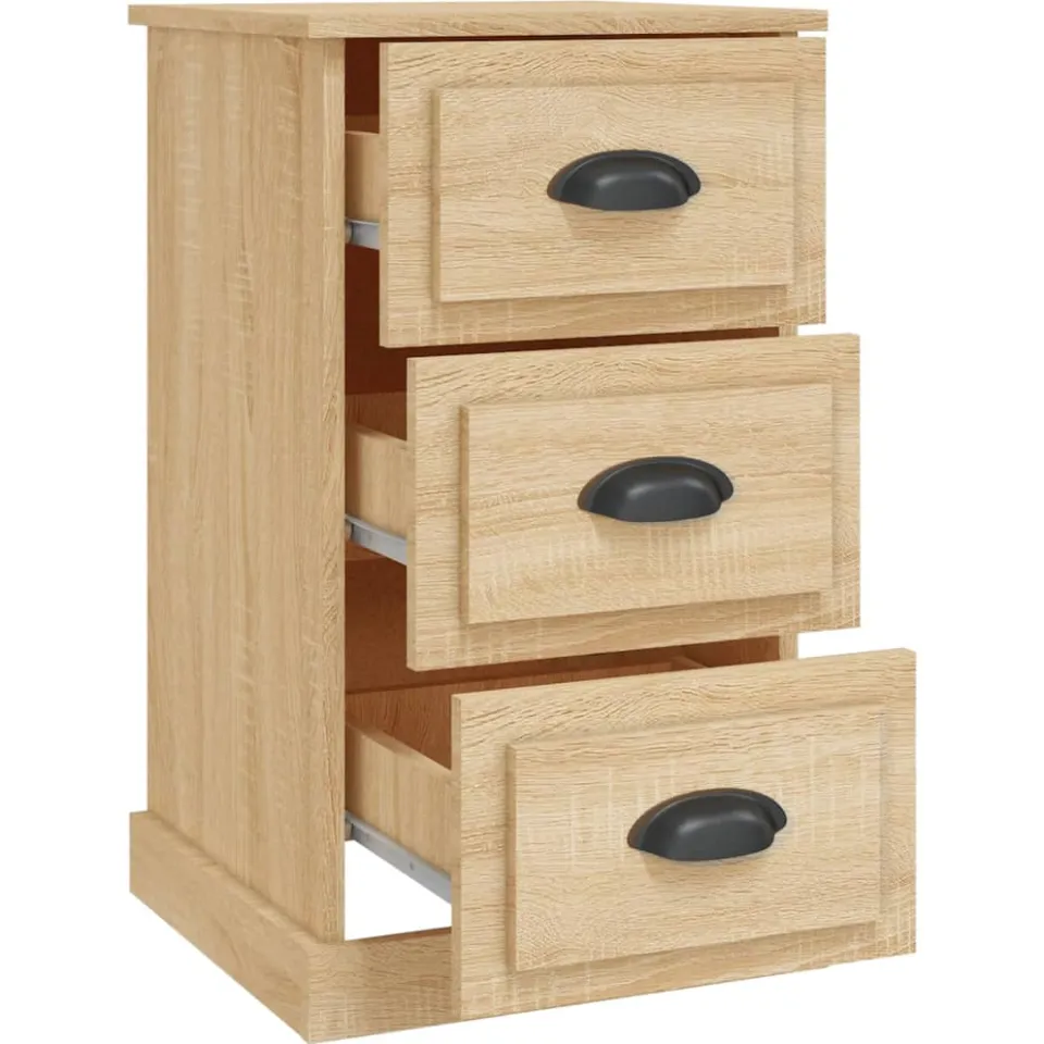 vidaXL Nachtkastje 39x39x67 cm bewerkt hout sonoma eikenkleurig, foto 4