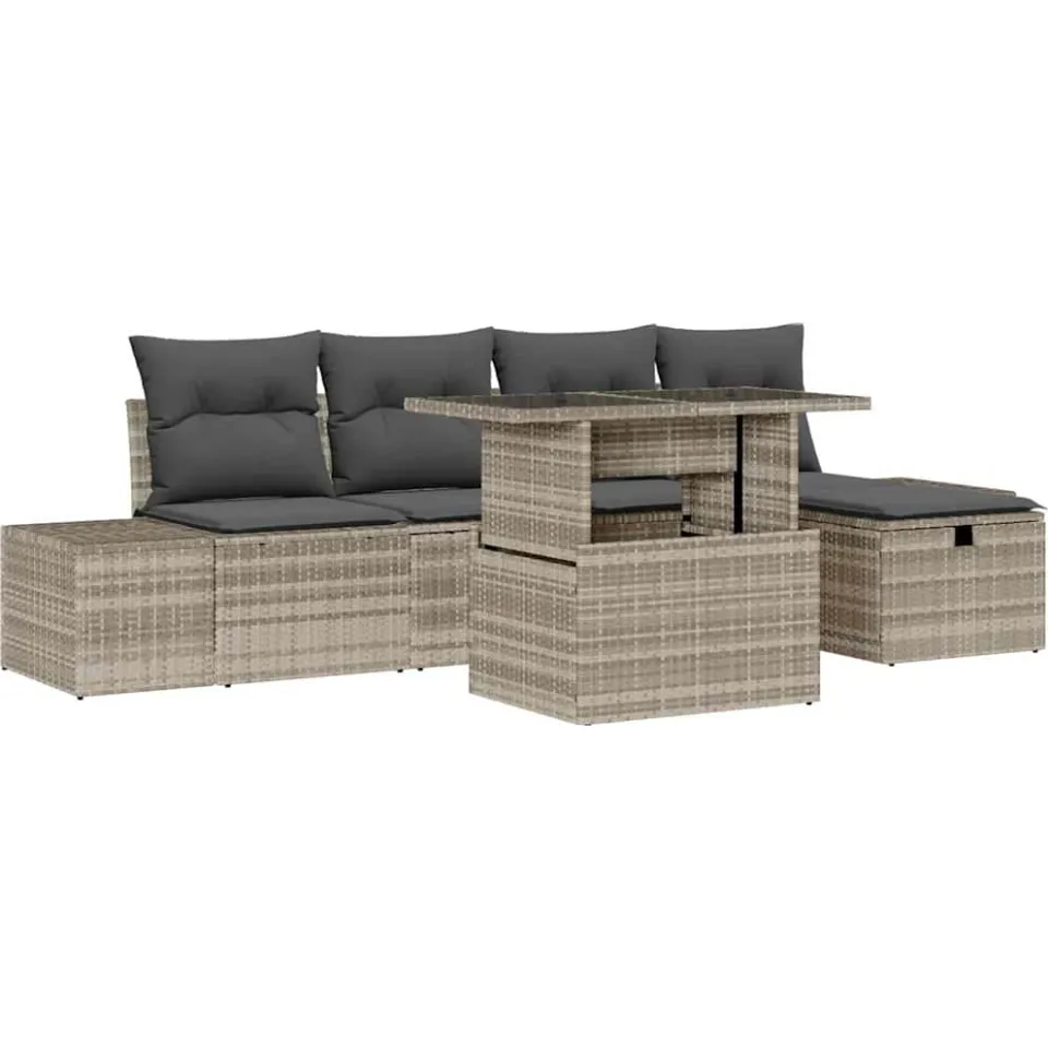 vidaXL Tuin Sofa Set 6 st Poly riet Zwart