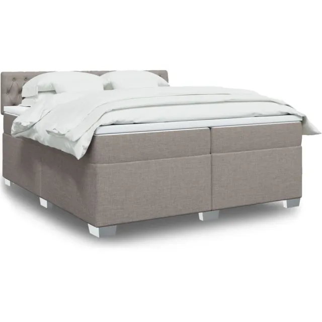vidaXL Boxspring met matras stof taupe 200x200 cm