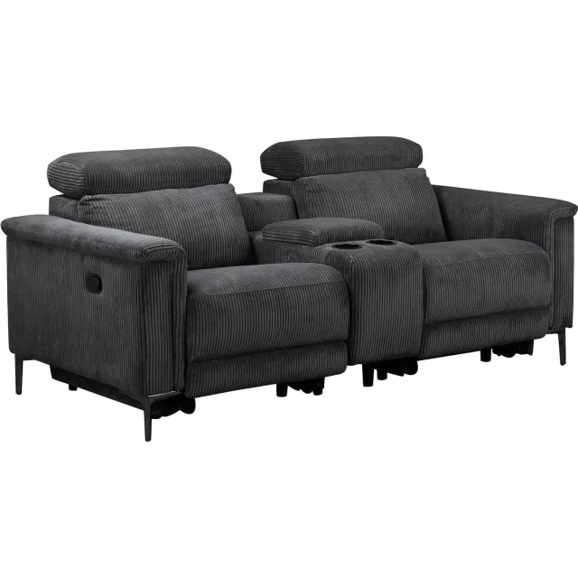Notio Living Lund-Dubbele relaxfauteuil met handmatige functie in corduroy antraciet Grijs
