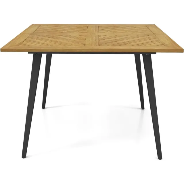 KOMFOTTEU Tuintafel met 5 cm schermgat, eettafel van acaciahout, houten tafel voor 4personen, terrastafel voor tuin, achtertuin, veranda Natuurlijk