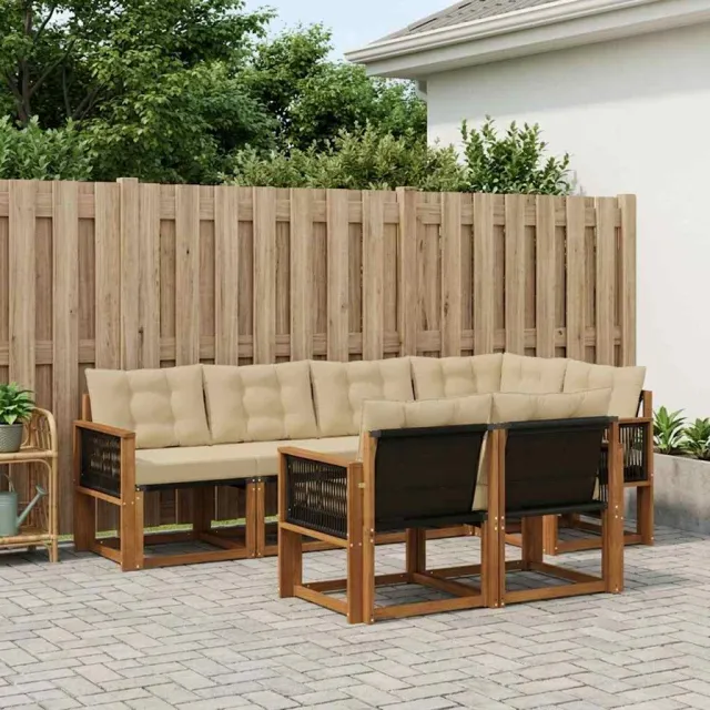 vidaXL Buiten bankenset 7 st Natuurlijk en Beige Bruin
