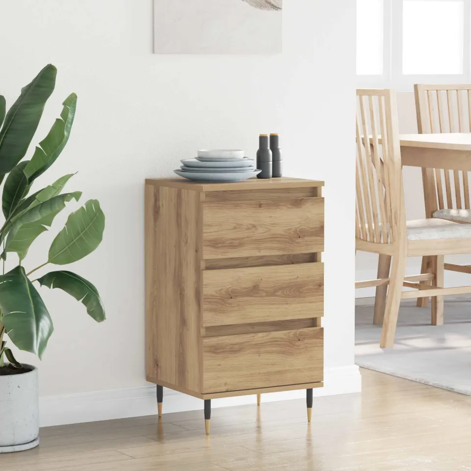 vidaXL Dressoir artisanaal eikenkleurig 35 x 40 x 70 cm Bewerkt hout, foto 3