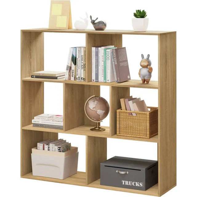 Whoopr® Boekenkast - 7 Compartimenten - Opbergkubus en Scheidingswand - Ideaal voor Woonkamer of Slaapkamer - Kast - 100x30x100 cm Houtskleur