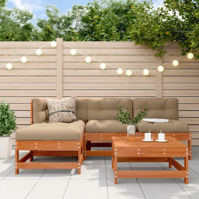 vidaXL Tuin loungeset 5 st Wasbruin Massief grenenhout bruin, foto 2
