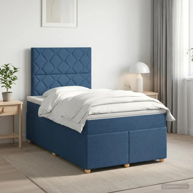 vidaXL Boxspringbed met matras met hoofdeinde Blauw 120 x 200 cm Stof