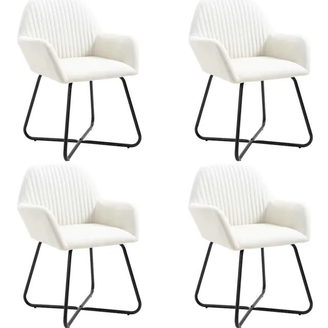 vidaXL Eetkamerstoelen 4 st stof crèmekleurig