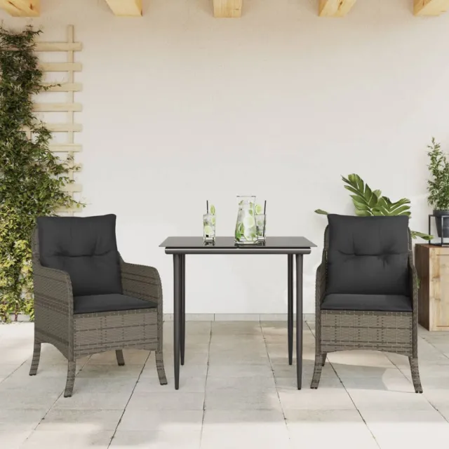 vidaXL 3-delige Tuinset met kussens poly rattan grijs, foto 2