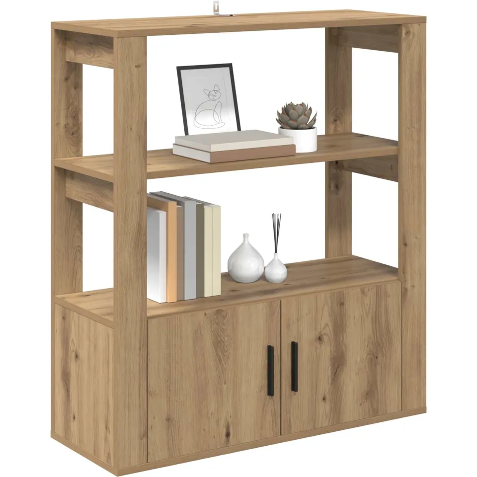 vidaXL Dressoir artisanaal eikenkleurig 30 x 80 x 90 cm Bewerkt hout Bruin