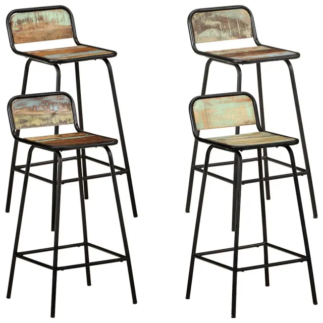 vidaXL Barstoelen 4 st massief gerecycled hout Bruin
