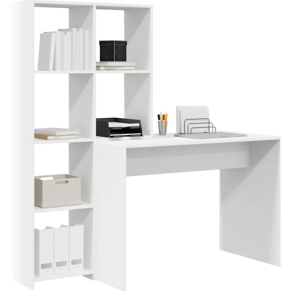 vidaXL Bureau Wit 138,5 x 55 x 143 cm Bewerkt hout