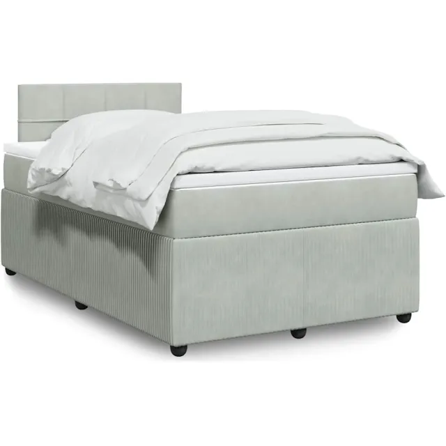 vidaXL Boxspring met matras fluweel lichtgrijs 120x190 cm grijs