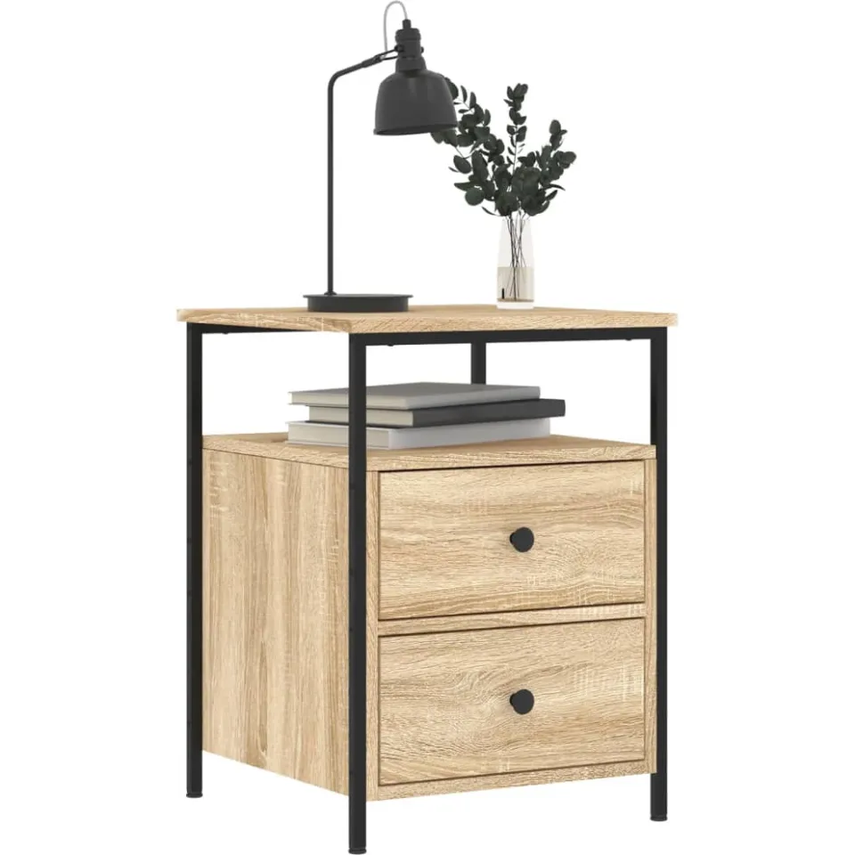 vidaXL Nachtkastje 44x45x60 cm bewerkt hout sonoma eikenkleurig