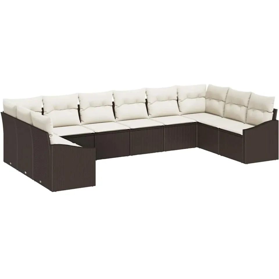 vidaXL Bankstel 10 st Bruin poly rattan
