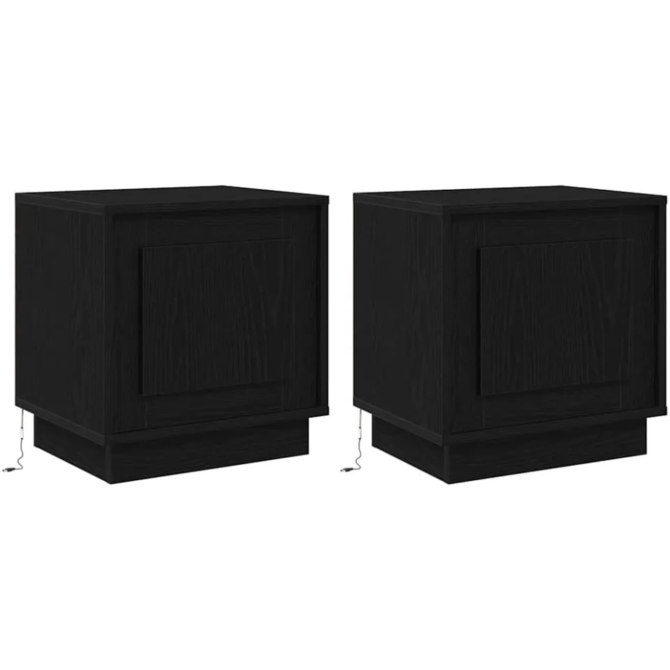 vidaXL Nachtkastje 2 st Zwart 44 x 34,5 x 45 cm Bewerkt hout, foto 3