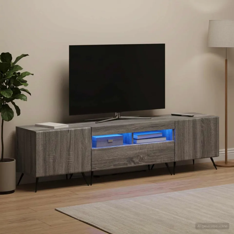 vidaXL LED tv-meubel BREDA 3 st Grijs Sonoma Bewerkt hout, foto 3