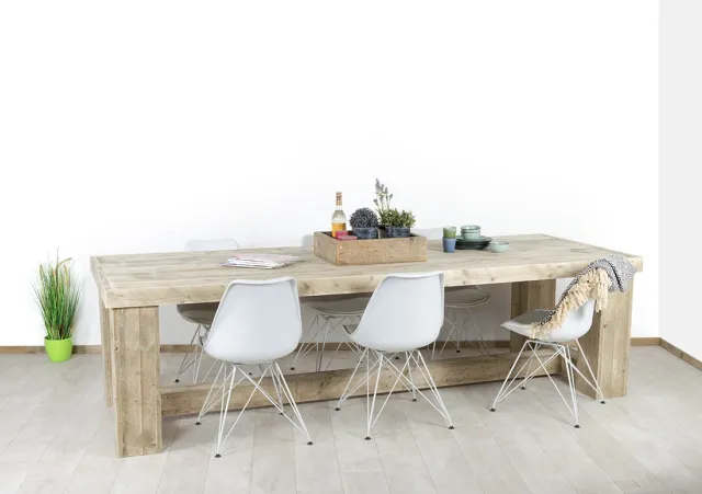 NordXL Steigerhouten tafel Lelystad met blokpoten