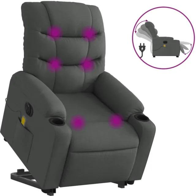 vidaXL Sta-op-massagestoel - elektrisch - verstelbaar - stof - donkergrijs