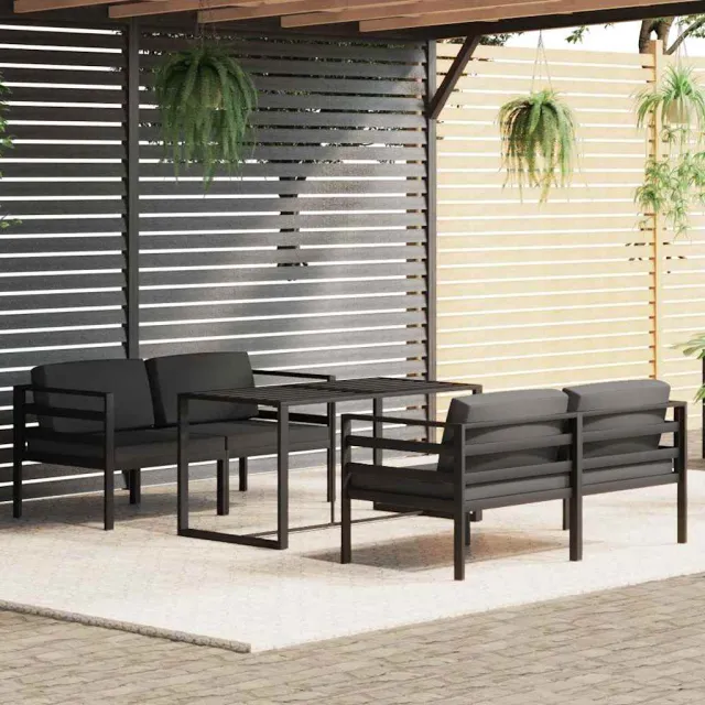 vidaXL 5-delige Loungeset met kussens aluminium antracietkleurig, foto 2