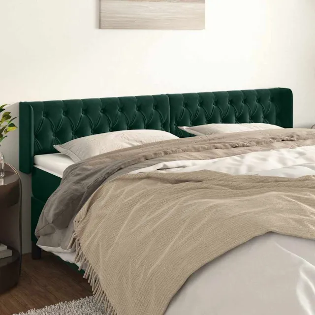 vidaXL Hoofdbord met randen 183x16x78/88 cm fluweel donkergroen groen
