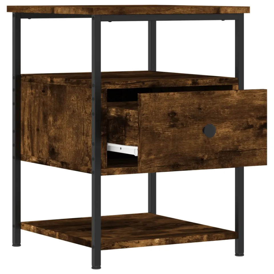 vidaXL Nachtkastje 40x42x56 cm bewerkt hout gerookt eikenkleurig Bruin