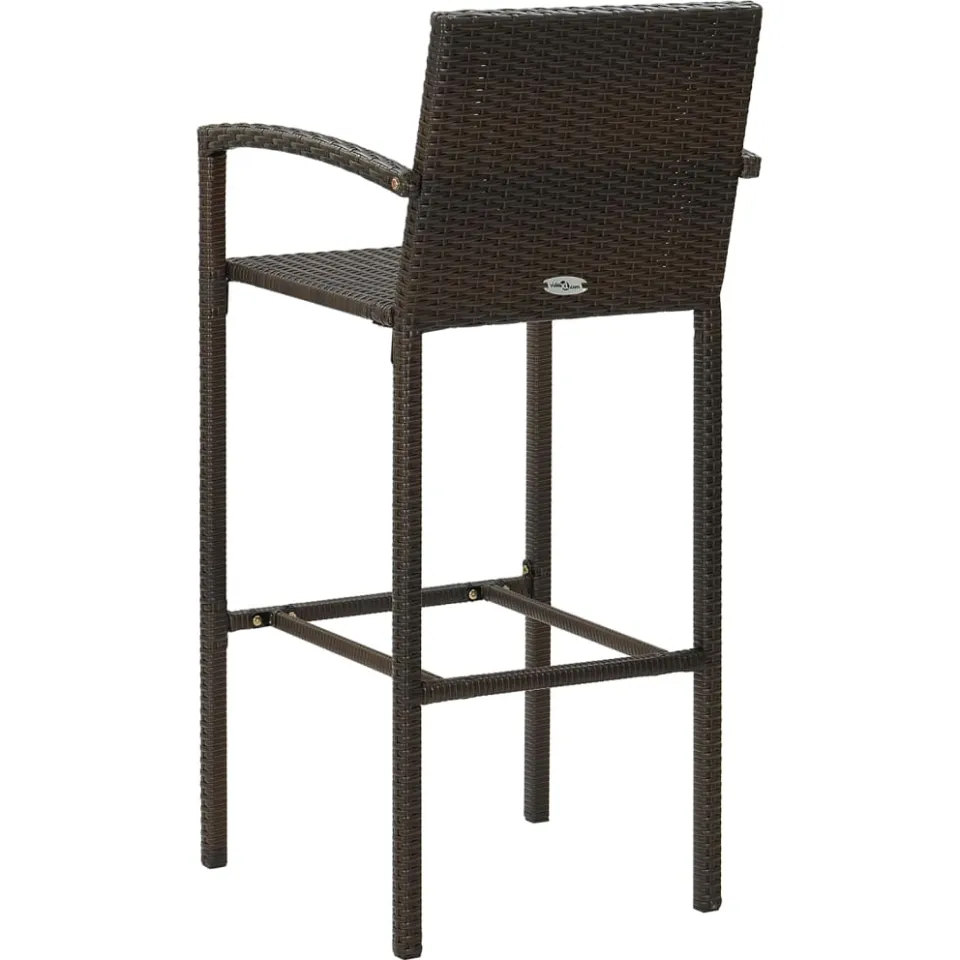vidaXL Barkrukken 2 st poly rattan bruin, foto 4