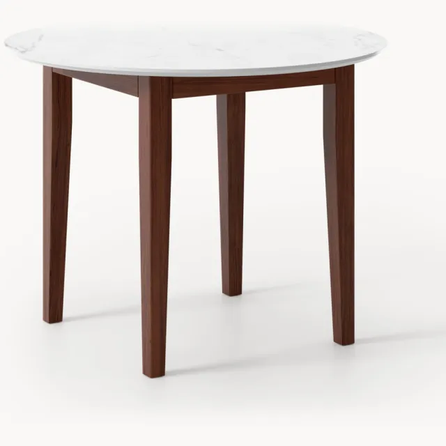 Westwing Collection Ronde eetkamertafel Jackson met marmerlook, in verschillende formaten wit