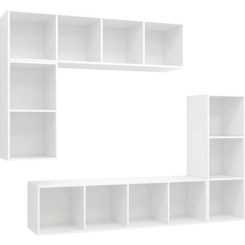 vidaXL 4-delige Tv-meubelset bewerkt hout wit, foto 3