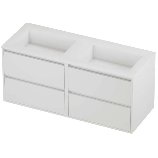 Proline Aristo Badmeubelset Polystone Elegant Dubbel 120x46x54 cm Glans Wit Mat White Mat Wit