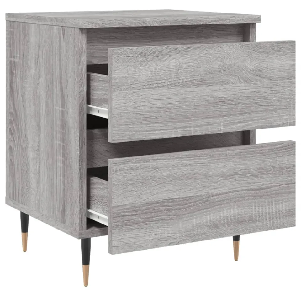 vidaXL Nachtkastje 40x35x50 cm bewerkt hout grijs sonoma eikenkleurig, foto 3