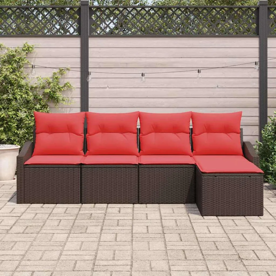 vidaXL Bankstel 5 st Bruin poly rattan, foto 3