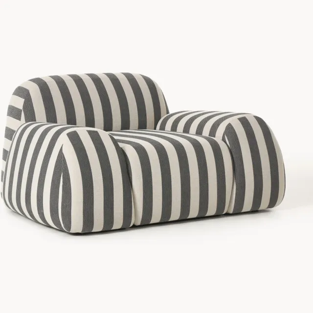 Westwing Collection Gestreepte loungefauteuil Wolke Zwart