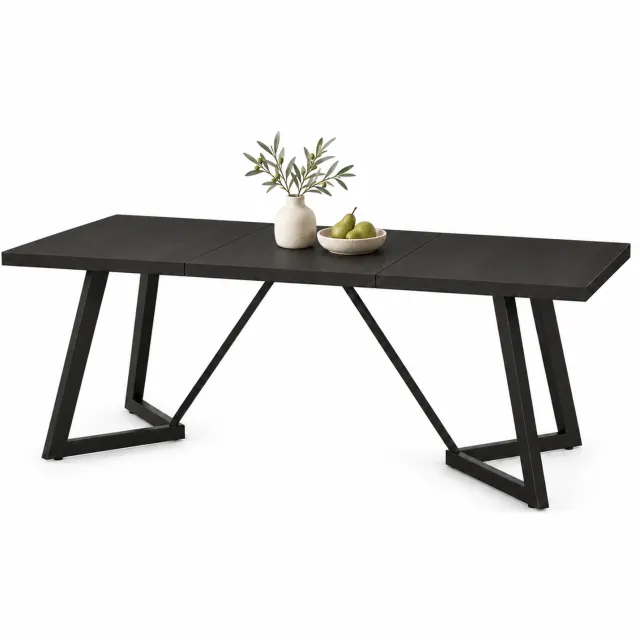 DMG Supply Eettafel - 180 x 80 x 75 cm - Rechthoekig - 6 tot 8 Personen - Zwart - Trapeziumpoten