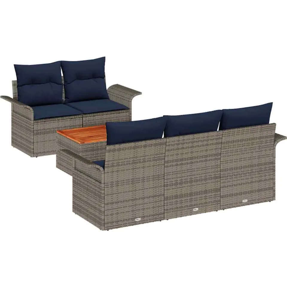 vidaXL Tuinbankenset 6 st Grijs poly rattan