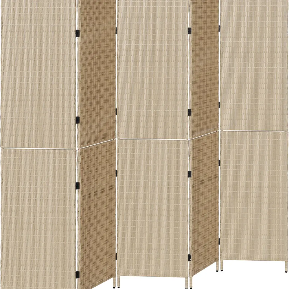 vidaXL Kamerverdeler Beige 242 x 180 cm poly rattan, foto 3