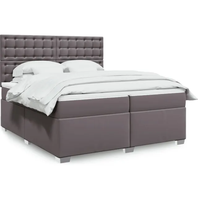 vidaXL Boxspring met matras kunstleer grijs 200x200 cm