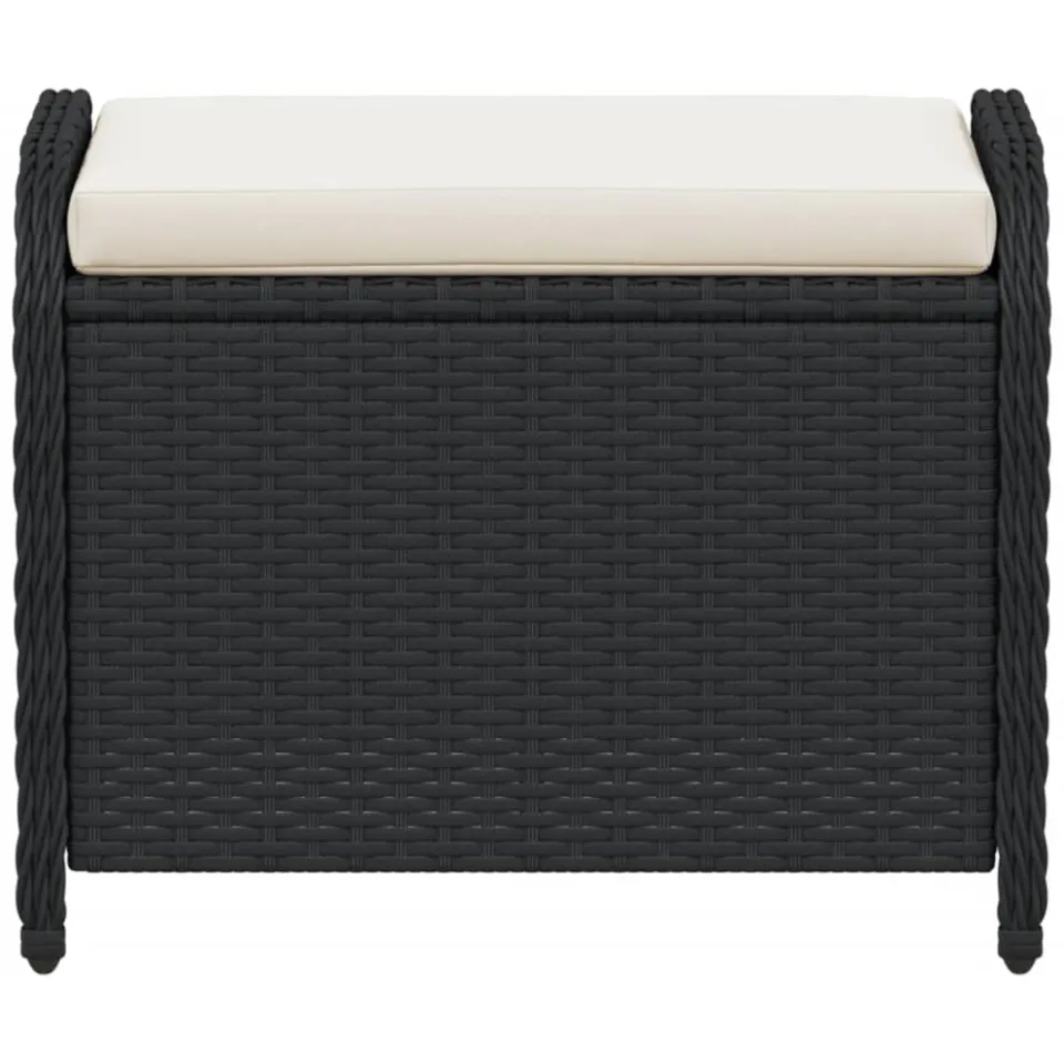 vidaXL Tuinkruk met kussen 58x46x46 cm poly rattan zwart, foto 4