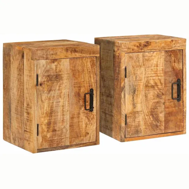vidaXL Nachtkastje 2 st Bruin 35 x 33 x 48 cm Massief Mango Hout