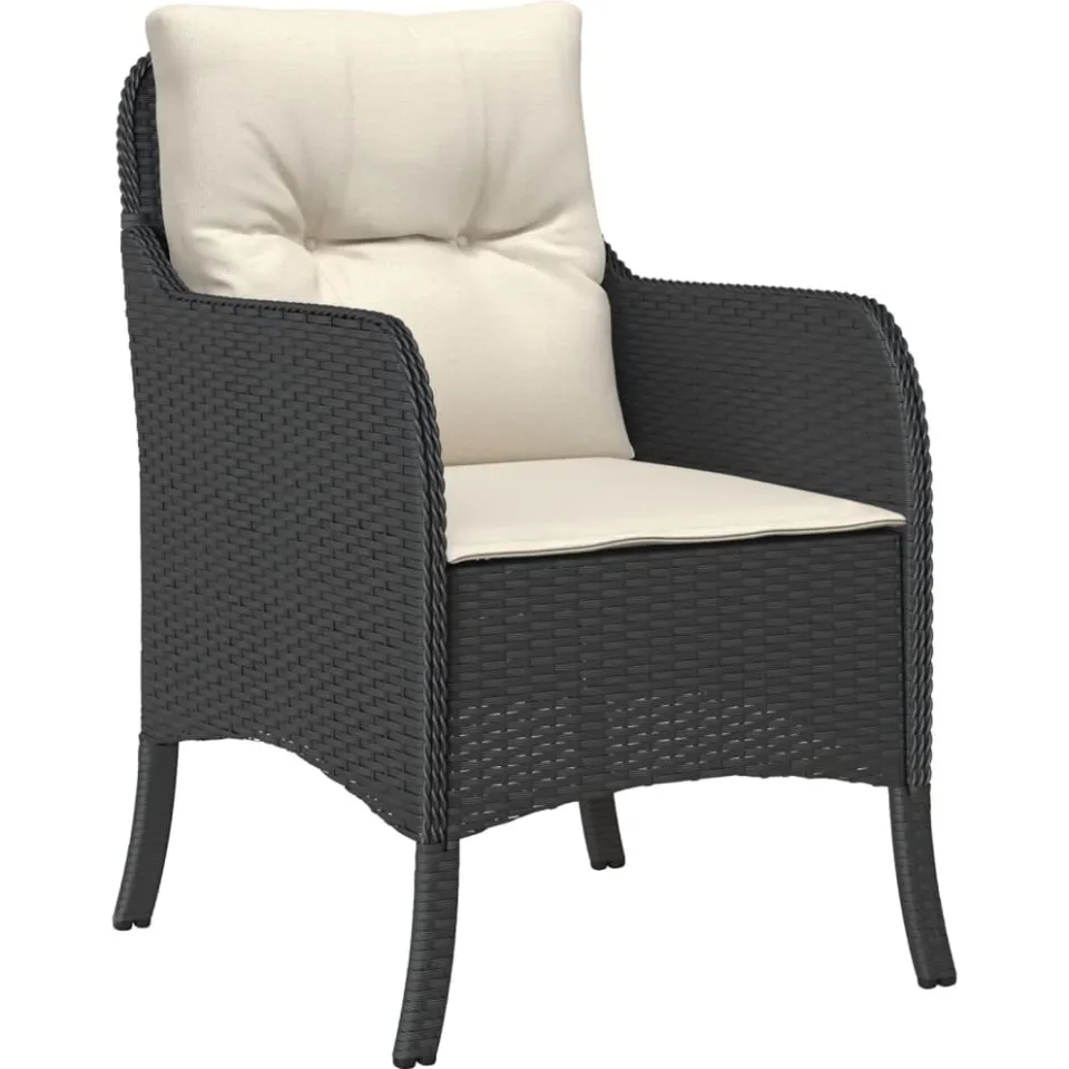 vidaXL 5-delige Tuinset met kussens poly rattan zwart