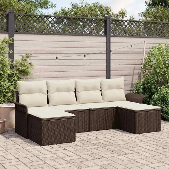 vidaXL Tuin Sofa Set 6 st Bruin poly rattan, foto 2