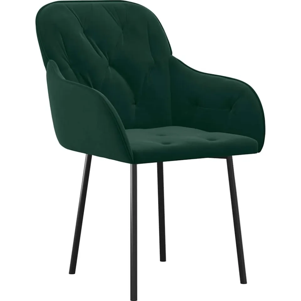 vidaXL Eetkamerstoelen 2 st fluweel donkergroen groen, foto 3